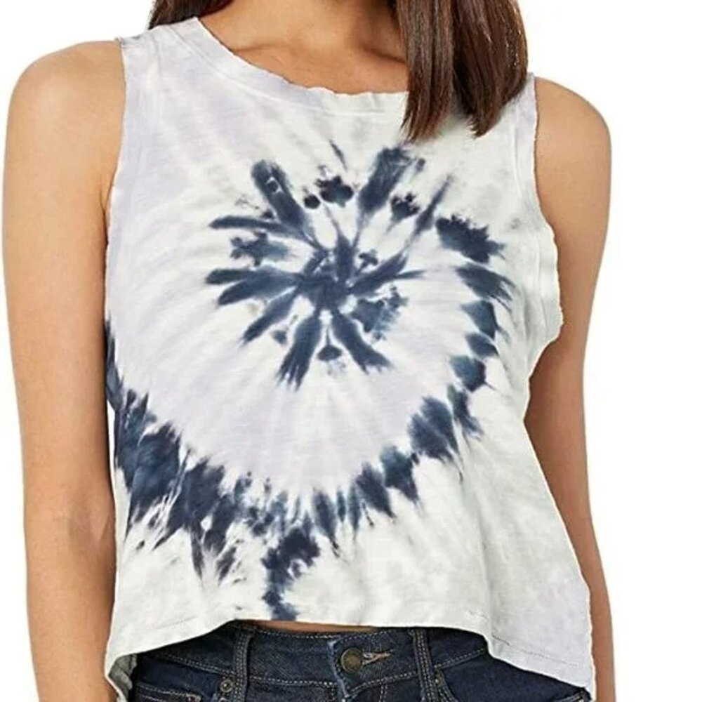 Lucky Brand Blue Green Purple Tie Dye Cotton Cropped Muscle Tank S